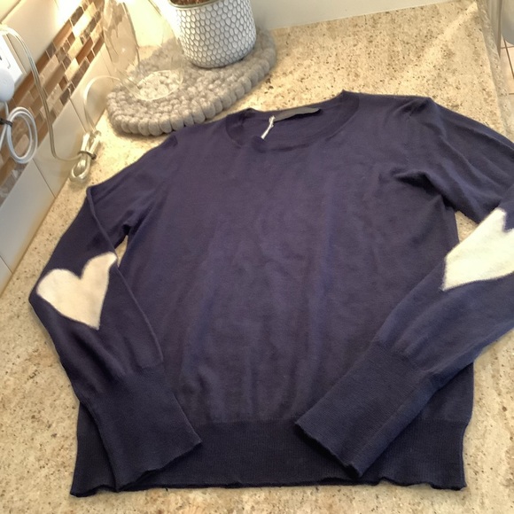Navy Blue Crew Neck Wool Sweater Size Medium NEW Heart Creatures of Comfort - Picture 8 of 10